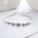 S925 Sterling Silver Cube Sugar Swivel Stitching Bracelet