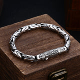 S925 Sterling Silver Bracelet Men's Thick Diamond Pestle Thai Silver Retro Old Personality Jewelry