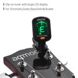 AROMA AT-01A Rotatable Clip-on Tuner LCD Display for Chromatic Acoustic Bass Ukulele Guitar Accessories