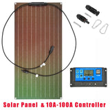 300W Solar Panel with 10A-100A Controller Set 18V ETFE Solars Plate for Home Outdoor RV Car Charging Emergency Energy Storage