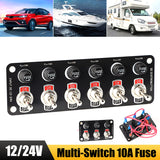 3 Gang/6 Gang Panel 12V/24V On/Off Rocker Toggle Switch with 10A Fuse Racing Cars RV Camper Marine Boat Yacht