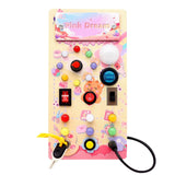 Board, Wooden Busy Board With LED Switches, Sensory Light Switch Travel Toys Pink Dream Easy Install
