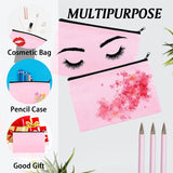 16 Pack Pink Canvas Makeup Bag,Bulk Cosmetic Bags with Multi-Color Zipper,Canvas Zipper Pencil Case Pouch,DIY Craft