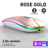 Rechargeable Bluetooth wireless mouse 2.4GHz USB RGB 1600DPI mouse, suitable for computers, laptops, game consoles, and mice