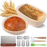 Aoresac Set of 2 10-inch Proofing Baskets - Sourdough Baking Supplies Complete Making Tools Starter Kit with Bread Lame