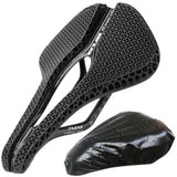 3D Printed Cozy Seat with Rainproof Cover Hollow Bike Saddle Carbon Fiber Breathable for Men Women Long Distance Cycg
