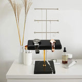 Black Marble Base Watch Gold Metal Rod Display Props Bracelet Jewelry Lengthen Placement Stand