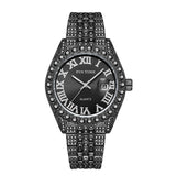 PINTIME Watches Men Luxury Diamond Iced Out Stainless Steel Strap Rome Dial Fashion Quartz Wristwatches Waterproof Reloj Hombre