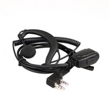 walkie talkie ear hook coiled cord earphones, K-head dual pin J9122A