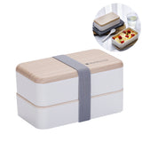 Japanese Double Layer Lunch Box Wooden Lid Microwave Bento Box  Picnic Food Storage Container Dinnerware Set High Capacity