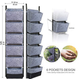 with 6 Pockets Vertical Gardening Flower Pots Planter Hanging Wall Garden Planting Bags