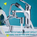 1080 Degree Rotating Extender Metal U Shaped Robotic Arm Universal Dual Model Splash-proof Filter Faucet Home Bathroom