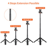 VRIG TP-06 Selfie Stick Tripod Stand Aluminum Alloy 1/4" Cold Shoe Mount Rotatable Ballhead 55cm 1.5kg Load for Live Streaming