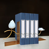 Ceramic Lotus Bookend Desktop Stand New Chinese Style Book Storage Holder Metal Handicrafts Study Cabinet Decoration