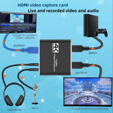 Capture card, audio and capture card with microphone output HDMI 4K loop, 1080p 60fps video recorder