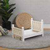 Newborn Crib Wood Hand-Woven Pendulum Props With Tassel Photography Furniture