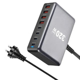 320W Gallium nitride Desktop 8-port PD Charge 3.0 Type C Fast Charger Mobile USB