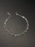 Natural Blue Moonlight Stone Silver 925 Inlaid Edge Bracelet