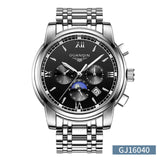 GUANQIN Brand Moon Phase Luxury Man watch Sapphire Stainless steel Waterproof watch for men Mechanical Luminous Men's watches