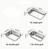 1Pcs 1/2/3 Grid Pans Rectangle Chafing Dish Stainless Steel Chafer Catering Buffet Set Food Insulated dining stove For canteen
