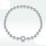 Sterling Silver Beaded Bracelet Geometric Round Beads