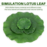 Pack Of 9 Artificial ating Foam Lotus Leaves Water Lily Pads Ornaments Green | Perfect for Patio Koi Fish Pond Pool Aquarium
