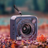 Transparent small square wireless Bluetooth speaker retro cartoon handheld card insertion 5.1 USB Type-C charging