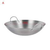 Stainless Steel Non Coating Woks Gas Cooker Traditional Handmade Pot With Double Ear Chef Fry Wok