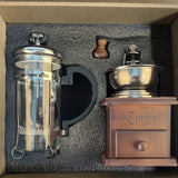 1set Wooden Classic Vintage Mini Manual Bean Grinder Press Pot Set Kitchen Coffee Utensils Home Handheld Coffee Bean