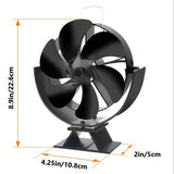 1pc Wood Stove Fan, Fireplace Fan With 180° Up And Down Rotation, Non Electric Fan For Wood, Thermoelectric Fan 6 Blades Stove Fans Silent Motors, Push Horizontal Air Flow, Heat Powered Wood Stove Fan For Wood Burning Stove/Gas/Pellet/Log