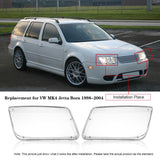 One Pair Transparent Headlamp Replacement for VW 4 Jetta Bora 1998-2004 Plastic Headlight Cover