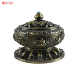 Auspicious Eight Treasure Lotus Incense Burner Alloy Plate Incense Burner Tantra Lotus Flower Censer Antique Incense Burner