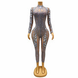 Hot selling new fashion runway show mesh perspective sexy jumpsuit yoga pants