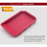 4-Piece Woodworking Adhesive Coating Set Multifunctional Soft Silicone Wood Glue Tray Thin Non-Slip Flat Scraper DIY Crafts