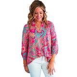 European And American Plus Size Women's Clothes Fashion Pullover Autumn 34 Sleeve Printing