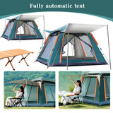 Quick Open Automatic Camping Tent with Canopy - Sun-Protection Beach Travel Tent for Family of 3-4/4-6 People