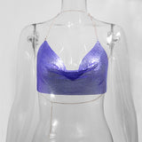 Sequined Personalized Metal Strap Top