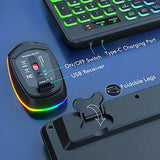 Wireless Keyboard and Mouse Combo RGB Backlit, Rechargeable Light Up Letters, Full-Size, Ergonomic, Sleep Mode, 2.4GHz