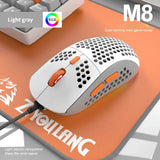 For M8 Ergonomic Gaming Cool Hollow Out Modeg Wired RGB Lighting Lightweight Mouse Color Matching Design