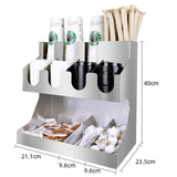 Stainless steel paper coffee shop, bar counter storage rack, milk tea cup rack