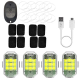 4pcs Anti-Collision Bike Tail Lights 7 Colors M3 Aircraft Strobe Lamp High Brighess 3.7V 350mAh Memory Function for Motorcycle