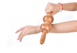 Manual two-wheel real wood wheel knock massage stick press the meridian-collateral-massage hine neck and waist point ma