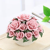 1pc Artificial Flower, Ceramic Flower Ball, Ceramic Handmade Rose Basket, Handmade Exquisite Gift Ceramic Flower Decorative Ornaments, Ceramic Collectibles, Winter Christmas Gifts