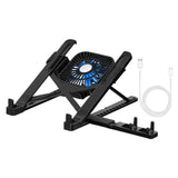 Angle Ergonomic Laptop Stand with Fan Adjustable Height Foldable Design Stability for Portable