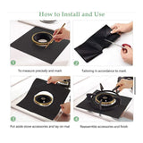 15 Piece Gas Stove Protectors Cooker Cover Liner Clean Mat Pad Gas Stove Stovetop Protector Black