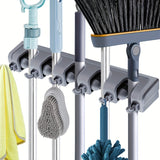 Broom and mop holder, wall mounted garden tool organizer, household laundry room, 1 unit