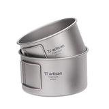 Titanium With Folding Handle Bowl Dinner Food Container Outdoor Pan Cookware Set Camping Supplies Picnic