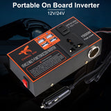 Car Inverter Power Adapter Converter 8 Ports DC 12V/24V to AC 110V/220V USB Chargers Cigarette Socket Cigar Lighter Plug