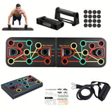 1pc Multifunctional Folding Push-up Board with Pull Rope and Instructions