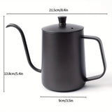 1pc 600ml Hand-Pouring Coffee Pot with No. 6 Handle and Cover - Perfect for Brewing Delicious Coffee at Home